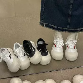 Retro platform open smile board shoes women s 2024 spring new fashion ugly cute big head white shoes casual sports shoes 35