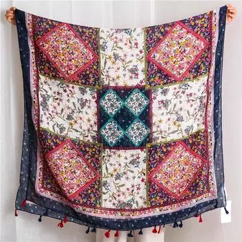 Ретро платок пейсли из хлопка и льна: Романтическая летняя дорожная шаль для защиты от солнца и пляжное полотенце для дам 180x90 cm