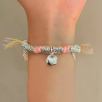Ретро плетеный разноцветный браслет-подвеска из веревки панфу, модный нерегулярный сломанный серебряный браслет, изысканный женский ювелирный подарок
