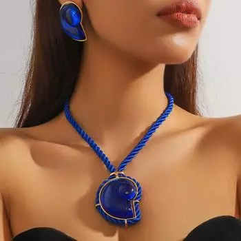 Ретро-пляжное ожерелье-ракушка в виде ключицы, индивидуальность, преувеличенная, милая, классная, ожерелье-ракушка синий