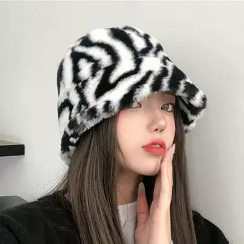 Ретро плюшевая рыбацкая шляпа женская осенне-зимняя толстая шляпа-ведро