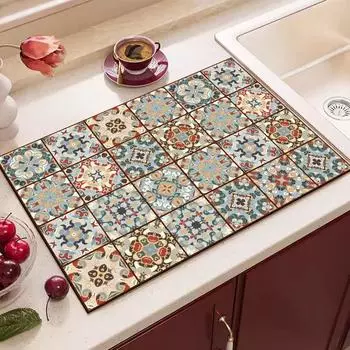 Ретро-подложка для слива воды, кухонная подложка для кофе, винтажный кухонный быстросохнущий коврик, нескользящий впитывающий коврик для столешницы 30x40cm