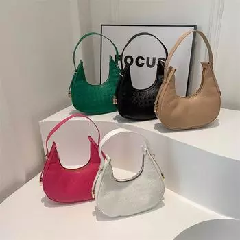 Ретро Подмышки Повседневный Весна Иностранный Стиль Мода Однотонный Индивидуальный Тренд Одно Плечо Портативный Подмышки Женская Сумка белый