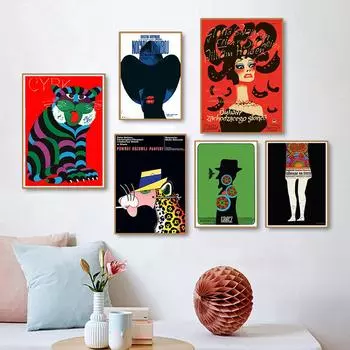 Ретро польский фильм цирковые постеры Розовая пантера Тигр пленка настенное искусство винтажные ковбойские принты холст живопись Клубный домашний декор подарок 21cm30cm NoFrame