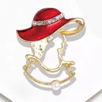 Ретро-полая шляпа-солнце Брошь Женская Нишевая Индивидуальная Мода Красная соломенная шляпа Корсаж Булавка Аксессуары красный