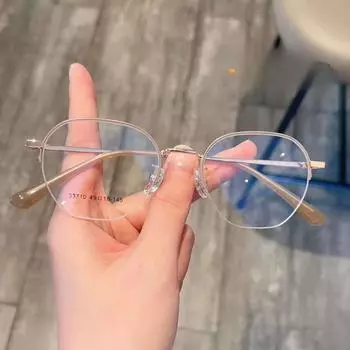 Ретро полигональная маленькая оправа, полурамка для очков для близорукости, оправа для мужчин и женщин, может быть оснащена антисиним светом