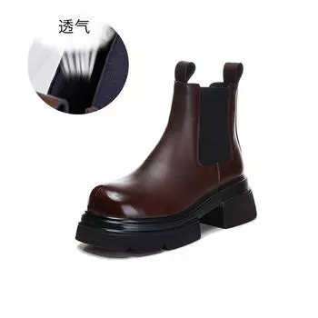 Ретро полированные ботинки-сигареты женские 2025 осень новые толстые каблуки ботинки челси женские повседневные короткие ботинки женские универсальные женские 35