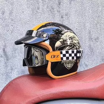 Ретро полуоткрытый мотоциклетный шлем аксессуары для кроссовых мотоциклов мотоциклетный шлем 3/4 ретро шлем зимой M