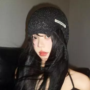 Ретро полые черные вязаные шапки для женщин весна осень тонкие модные корейские универсальные симпатичные маленькие пуловеры-шапки 56-58cm белый