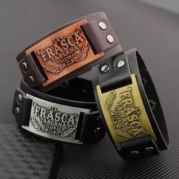 Ретро Поп Алфавит Личность Мужской Браслет Простой Все Панк Кожаный Браслет Хип-Хоп Вечеринка Праздничный Подарочный Браслет коричневый