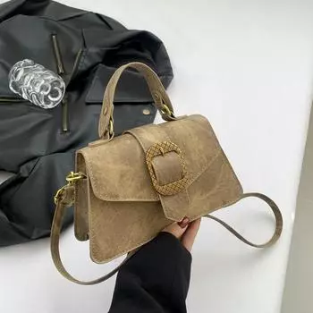 Ретро портативная маленькая квадратная сумка женская весна 2024 года новая модная сумка через плечо корейская версия повседневная простая сумка-мессенджер чёрный