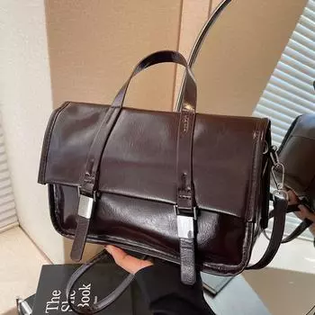 Ретро Портативная Маленькая Сумка Женская Зимняя Большая Вместительная Сумка Для Путешествий На Работу Небольшая Квадратная Сумка Через Плечо Сумка-мессенджер коричневый