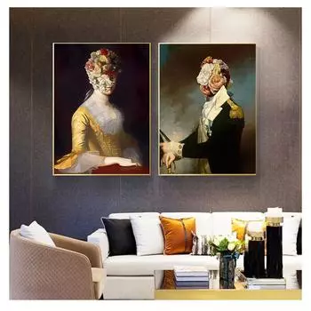 Ретро постер с солдатом, художественные принты, коллаж, сюрреалистическое искусство, холст, картина, настенная картина, домашний декор, цветочная вуаль, портрет женщины 21cm30cm NoFrame