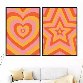 Ретро-постеры и принты 60-х 70-х годов, психоделические фанки, ЛЮБОВЬ, СЕРДЦЕ, холст, живопись, поп-настенные картины для гостиной, украшения дома 21cm30cm NoFrame