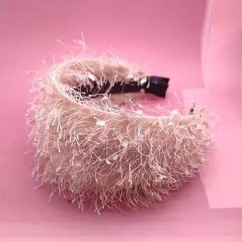 Ретро Повязка на Голову Французский Стиль Диадема Лента для Волос Черная Повязка на Голову Широкий Меховой Стиль Закрывает Седые Волосы Аксессуары для Женщин