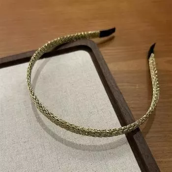 Ретро-повязка на голову из золотой сетки, модная повязка на голову, однотонная, простая, с тонким краем, заколка для волос, украшения для волос золотой