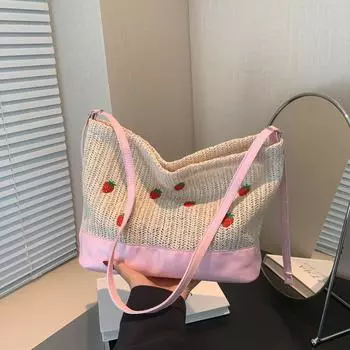 Ретро повседневная большая вместительная переносная сумка-тоут модная сумка для поездок на работу лето 2024 новый иностранный стиль модная сумка-мессенджер чёрный