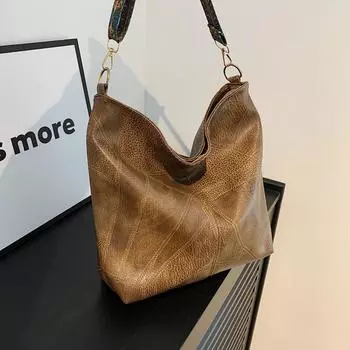 Ретро повседневная иностранная сумка через плечо в стиле 2024 года, новая эстетическая индивидуальная модная простая сумка-ведро под мышкой чёрный