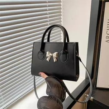 Ретро повседневная маленькая квадратная сумка женская простая популярная сумка через плечо в иностранном стиле 2024 летняя новая простая модная сумка-мессенджер чёрный