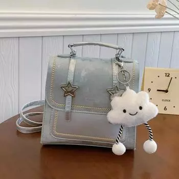 Ретро повседневная простая сумка через плечо 2024 года, новый большой вместительный нишевый дизайн, простой рюкзак Without pendant чёрный