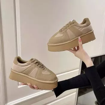 Ретро повседневная женская обувь для досок 2024 года, летняя новая толстая подошва, все удобства, спортивная обувь 35 верблюд