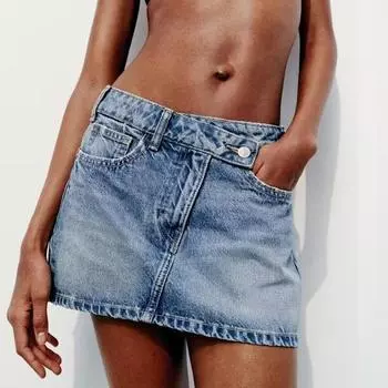 Ретро повседневные джинсовые мини-юбки на пуговицах, женские винтажные джинсы на бретельках, короткая юбка, женская модная шикарная уличная тонкая женская одежда S синий