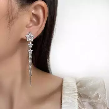 Ретро пятиконечная звезда кристалл циркон кисточка кулон клипса для ушей простой дизайн без отверстия для уха клипса для ушной косточки ювелирное изделие подарок как