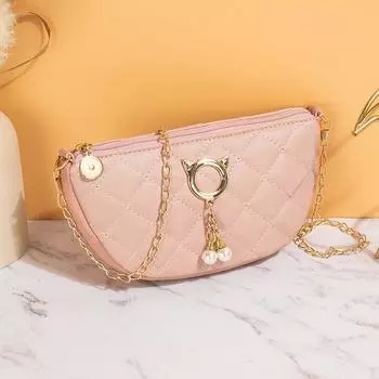 Ретро пресбиопия полукруглая сумка модная персонализированная кошачья голова жемчужная подвеска цепочка сумка-мессенджер мини сумка для мобильного телефона женская сумка тренд