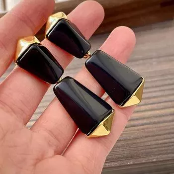 Ретро преувеличенные геометрические серьги неправильной формы для женщин чёрный