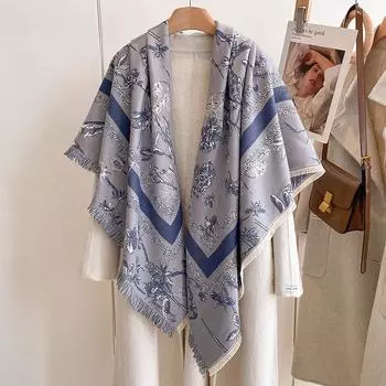 Ретро-принт, модный темперамент, квадратный шарф, красивая дорожная накидка, осень и зима, утепленная теплая женская 130*130 красный