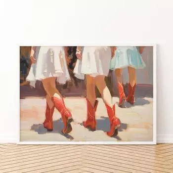 Ретро-принт с сапогами ковбойши, элегантный девчачий постер в стиле вестерн, модная настенная живопись на холсте, эстетический декор для модной комнаты для девочек 21x30cm No Framed