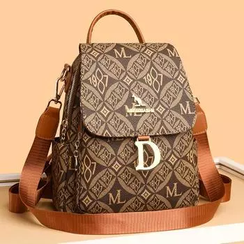 Ретро-принтованный рюкзак для женщин, новый стиль, простая большая вместительная дорожная сумка, многофункциональный повседневный рюкзак двойного назначения