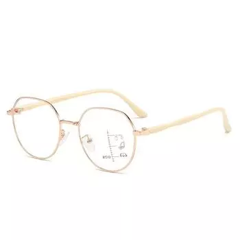 Ретро прогрессивные мультифокальные очки для чтения, женские очки в большой оправе с защитой от синих лучей, очки для пресбиопии + 1,0 до + 4,0 400 золотой
