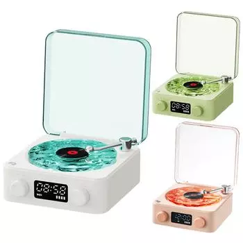 Ретро проигрыватель пластинок, Bluetooth-совместимый винтажный динамик для сна, поддержка TF-карты, стерео беспроводной динамик для путешествий на открытом воздухе зелёный