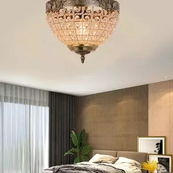 Ретро промышленная хрустальная потолочная люстра E27 ручной работы из бронзы и металла для гостиной, спальни, гостиничного номера, холла, роскошное освещение