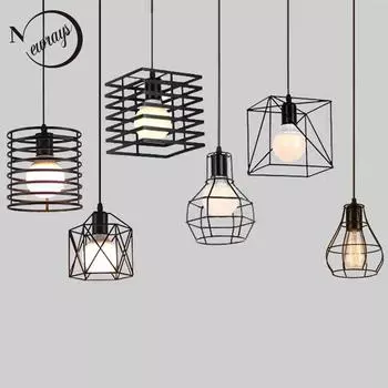 Ретро промышленные черные подвесные светильники E27 для кухни, гостиной, ресторана