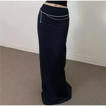 Ретро Простая Элегантная Юбка с Разрезом Половины Однотонная Модная Темпераментная Коричневый Стильная Женская Утягивающая Шикарная Юбка Один Шаг S коричневый