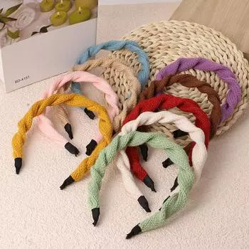 Ретро простая многоцветная шерстяная вязаная повязка на голову, модная повязка на голову для девочек, осенне-зимняя повязка на голову ярких цветов, вязаный головной убор, аксессуары для волос