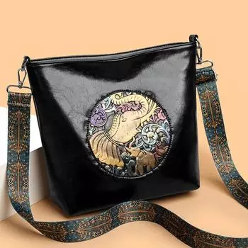 Ретро простая женская сумка на плечо маленькая квадратная сумка портативная диагональная сумка чёрный