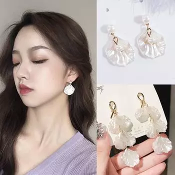 Ретро простые и элегантные серьги из ракушек и жемчуга модные женские серьги квадратные гвоздики лучший шлюз 1 tablet белый