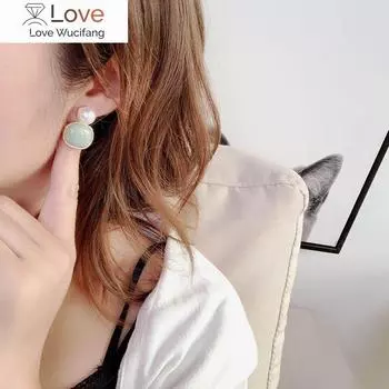 Ретро простые искусственные барочные серьги-клипсы из жемчуга винтажные круглые серьги-клипсы из зеленого камня без пирсинга женские