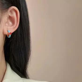 Ретро простые контрастные масляные капли любовь тип c клипса для ушей женские модные ювелирные изделия подарок серьги как