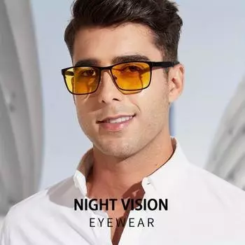 Ретро прямоугольные поляризационные модные очки для мужчин, металлические очки ночного видения для вождения ретро прямоугольные солнцезащитные очки с защитой от ультрафиолета чёрный