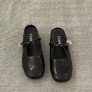 Ретро пряжка простые Мэри Джейн с юбкой тапочки женские летние для отдыха пряжка на одном ремешке с ретро носком-мешком туфли 35