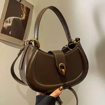 Ретро ПУ сумка через плечо новая женская изысканная сумка на молнии с замком-кнопкой модная универсальная женская сумка для поездок на работу (20cm<Max Length<30cm)