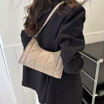 Retro Pu Shoulder Bag Rhombus Commuting Underarm Bag Fashion Female Hobos Handbag Travel зелёный