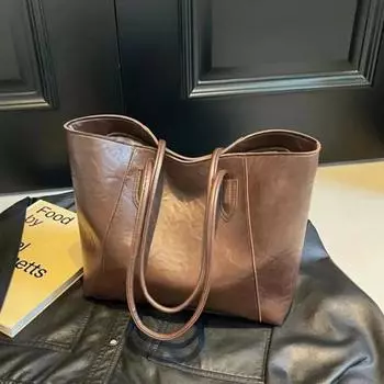 Сумка через плечо из прочного полиуретана в стиле ретро, большая вместимость, для женщин, элегантная, универсальная, дорожная сумка, высококачественная текстура, новая