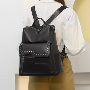 Ретро ПУ заклепки женские модные рюкзаки большой емкости сумки для женщин горячая распродажа простота