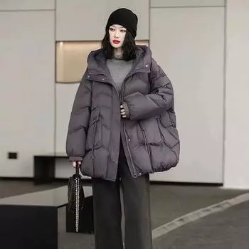 Ретро пуховик средней и длинной длины женский 2024 зимняя мода дизайн sense twist tassel теплая белая куртка на утином пуху прилив One size бежевый