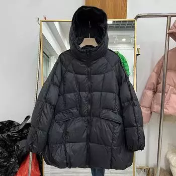 Ретро-пуховик женский 2024 зима новый этнический стиль литературный ретро теплый белый утиный пух с капюшоном утолщенное пальто One Size хаки